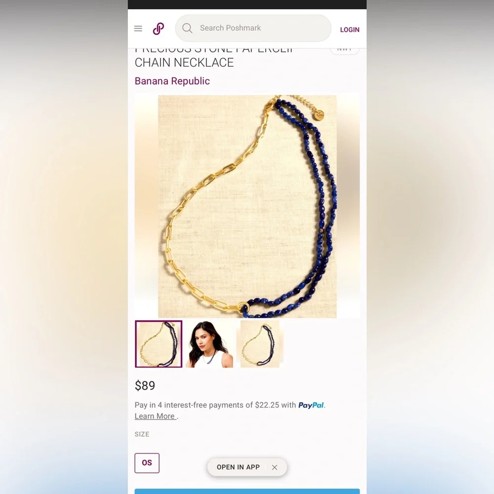 Banana Republic Gold Chain with Deep Blue Beads - Picture 4 of 4